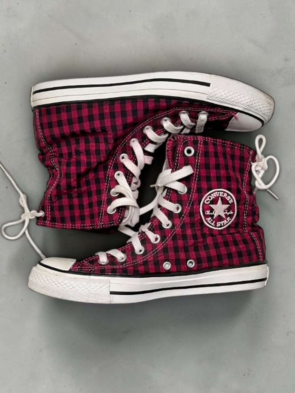 Converse Chuck Taylor All Star High Pink Black Gingham Women’s 8.5